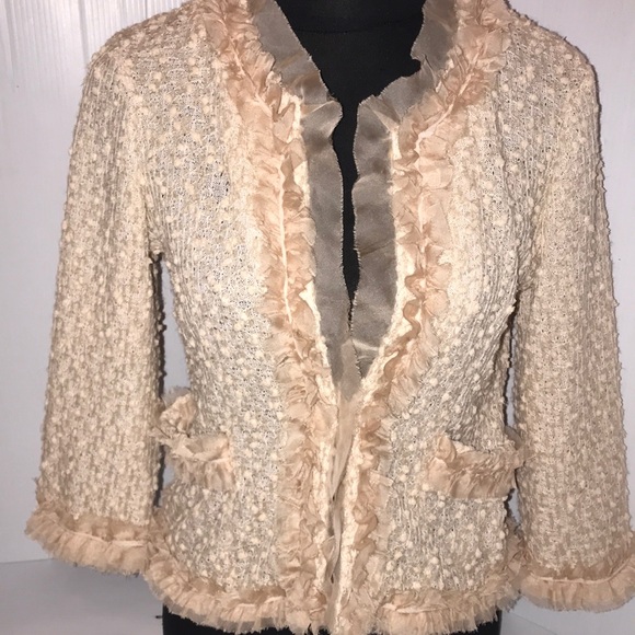 Anthropologie  Women’s A’reve Sheer Trim Jacket / Cardigan must see !! 😍 - Picture 14 of 14